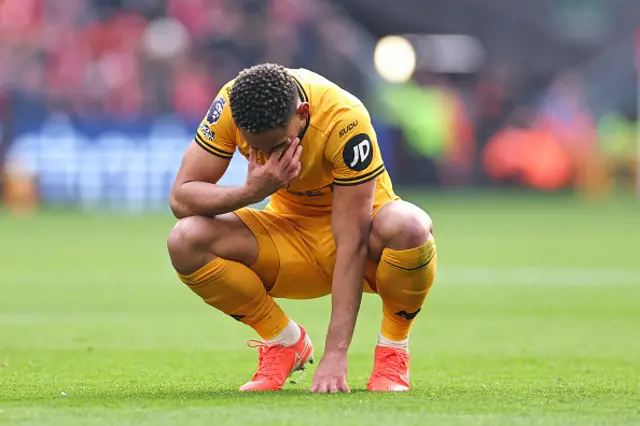 Matheus Cunha of Wolverhampton Wanderers reacts