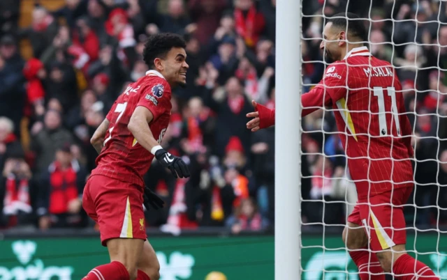 Liverpool's Luis Diaz celebrates