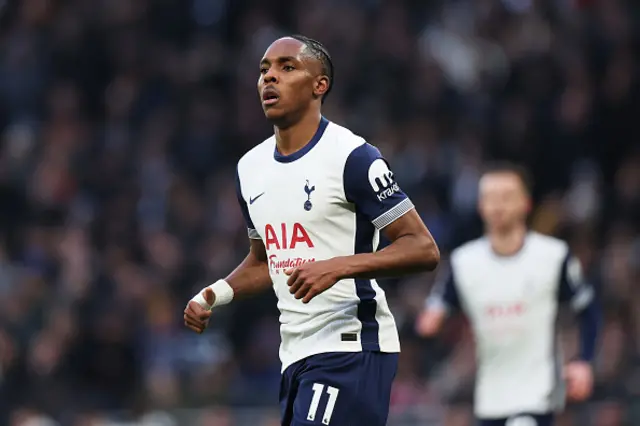 Mathys Tel of Tottenham Hotspur looks on