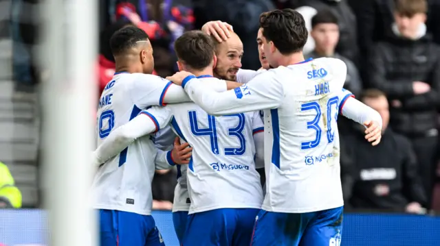 Rangers players celebrating