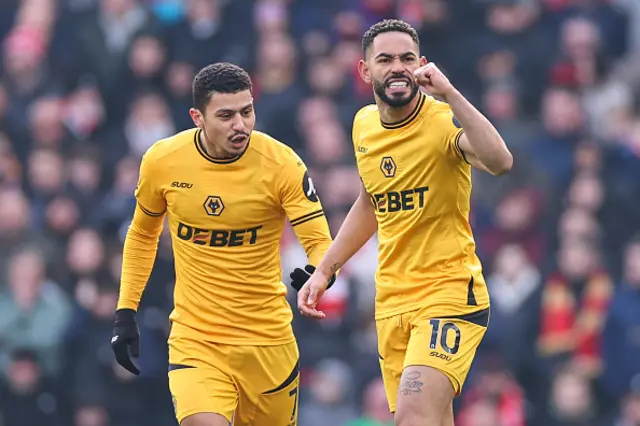 Matheus Cunha of Wolverhampton Wanderers celebrates