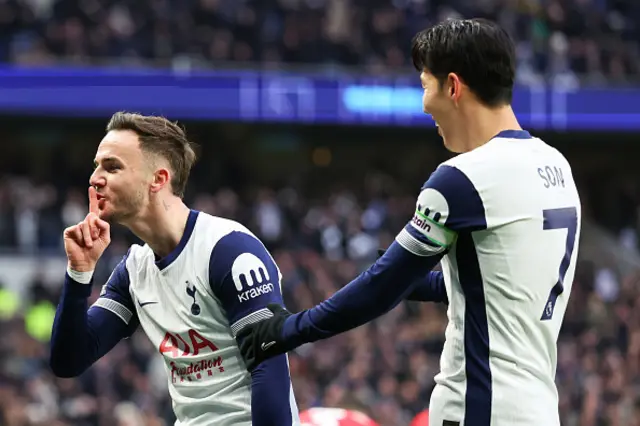 James Maddison of Tottenham Hotspur celebrates