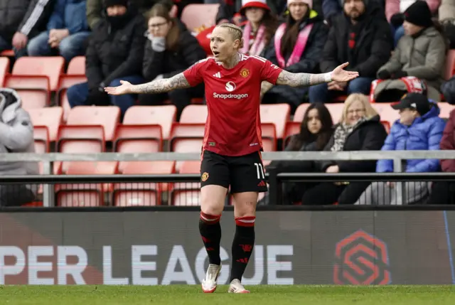 Manchester United's Leah Galton reacts