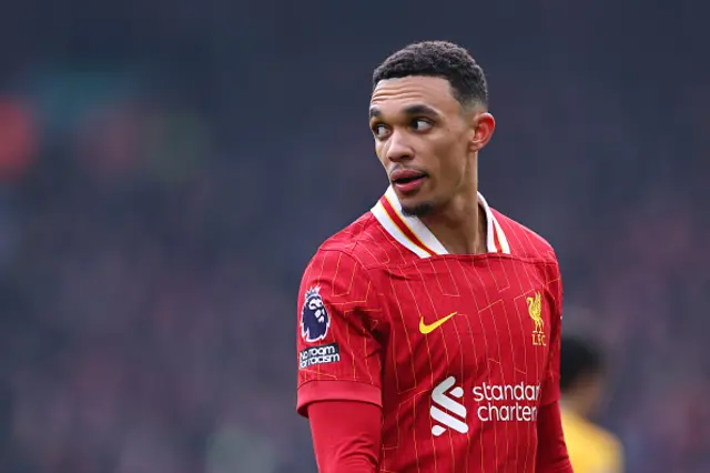 Trent Alexander-Arnold of Liverpool looks on