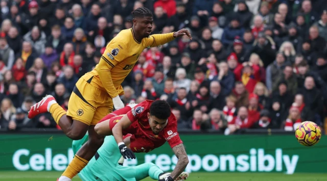 Liverpool's Luis Diaz scores their first goal