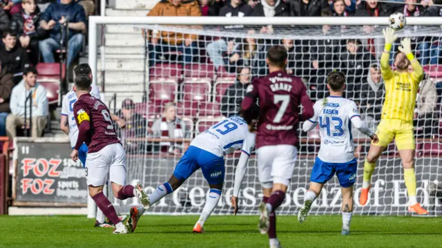 Rangers goalkeeper Jack Butland saves