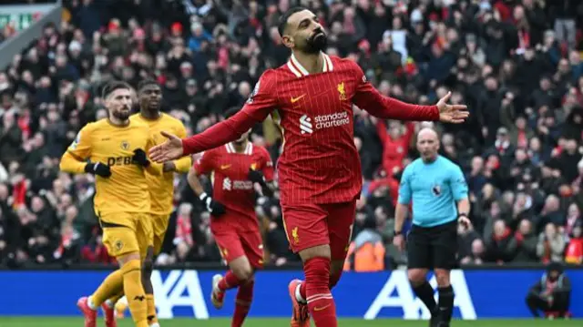 Mohamed Salah of Liverpool celebrates