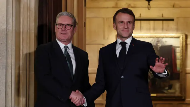 Prime Minister Sir Keir Starmer with French President Emmanuel Macron