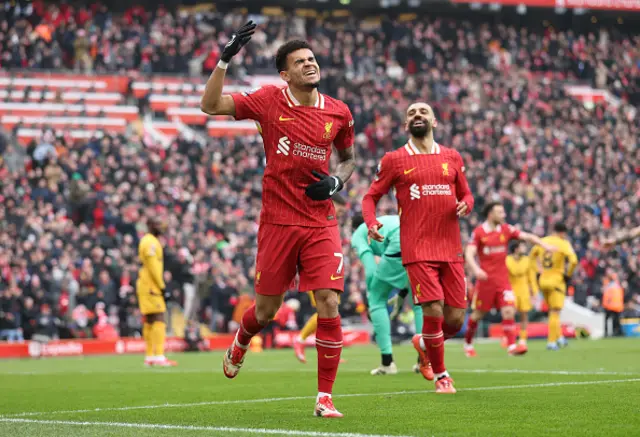 Luis Diaz of Liverpool celebrates