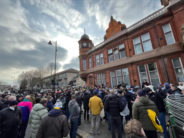 Pre-match anti-ownership protests from a group of Tottenham fans