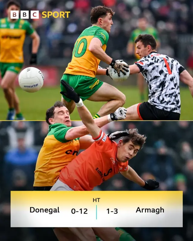 Half-time: Donegal 0-12 Armagh 1-3