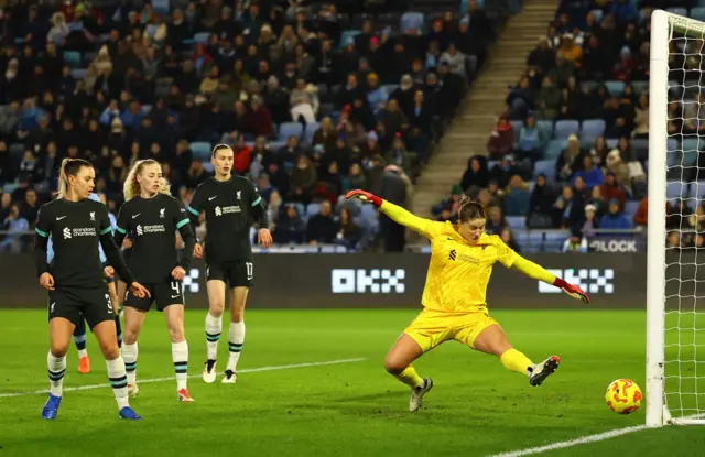 Manchester City's Aoba Fujino shoots at goal.