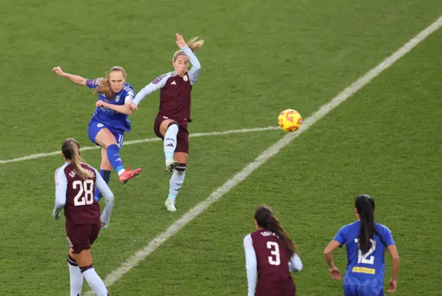 Janice Cayman of Leicester City scores her team's second goal.