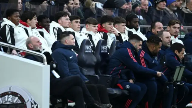 Manchester United's bench at Tottenham