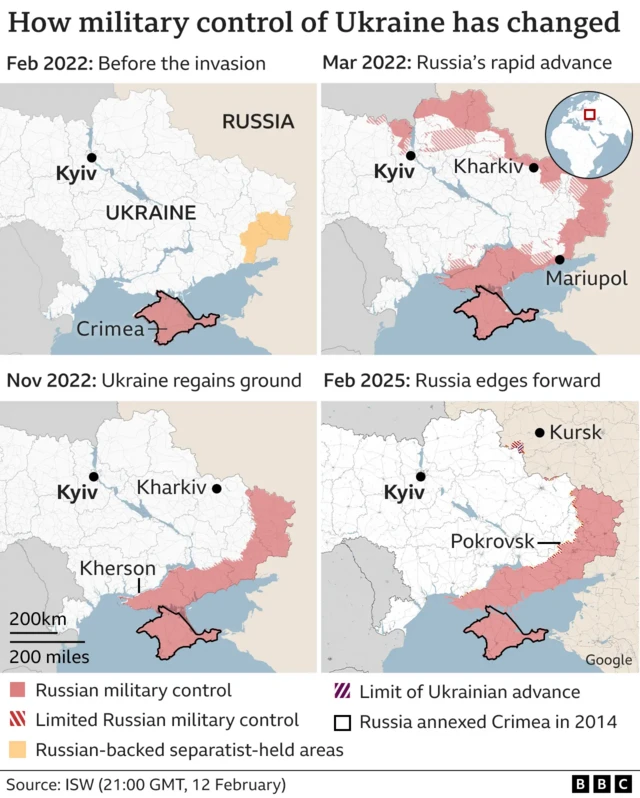 Frontlines of war in Ukraine and how they have changed since 2022