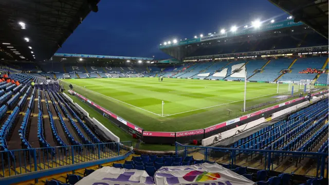 Leeds United's Elland Road stadium under the floodlights before the game against Sunderland