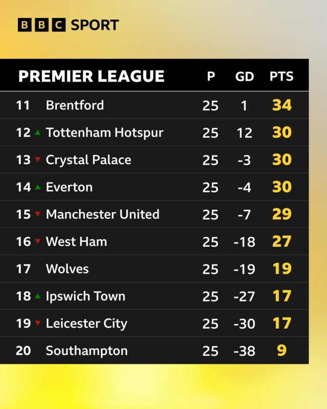 Premier League bottom half