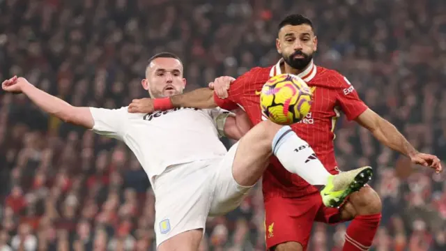 Aston Villa's John McGinn and Liverpool's Mohamed Salah