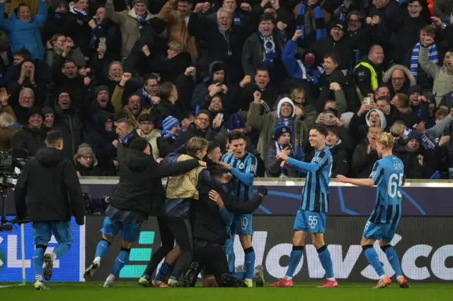 Atalanta celebrate against Club Brugge