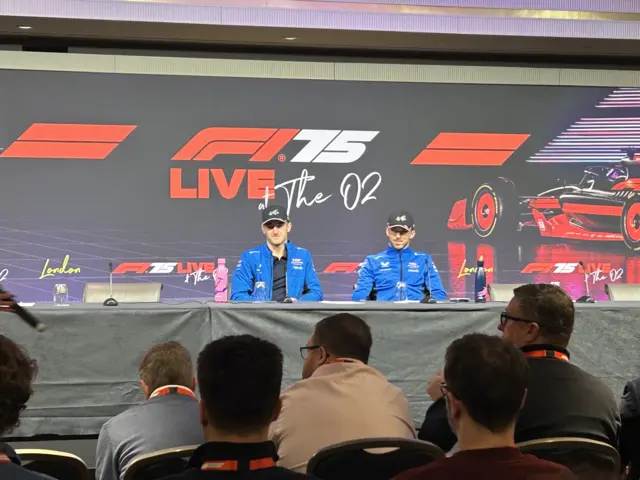 Jack Doohan and Pierre Gasly sit in the press conference