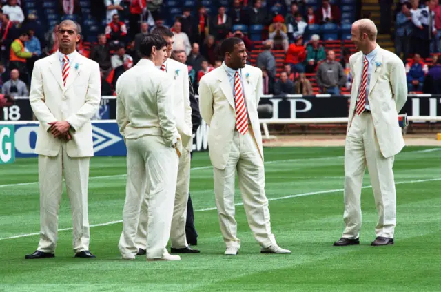 Liverpool players before the 1996 FA Cup final