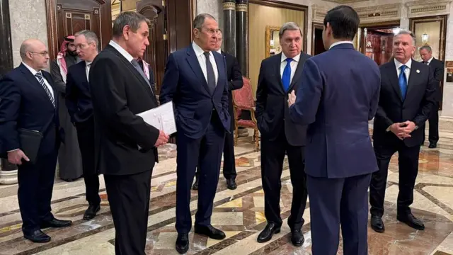 Russian delegation at the Diriyah Palace in Saudi Arabia