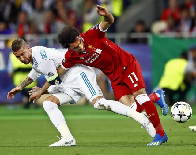 Sergio Ramos and Mo Salah