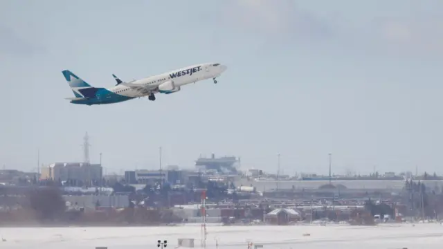 Plane taking off from Toronto Pearson International Airport