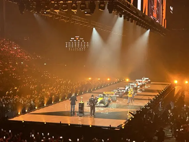 McLaren cars on stage at the O2 Arena