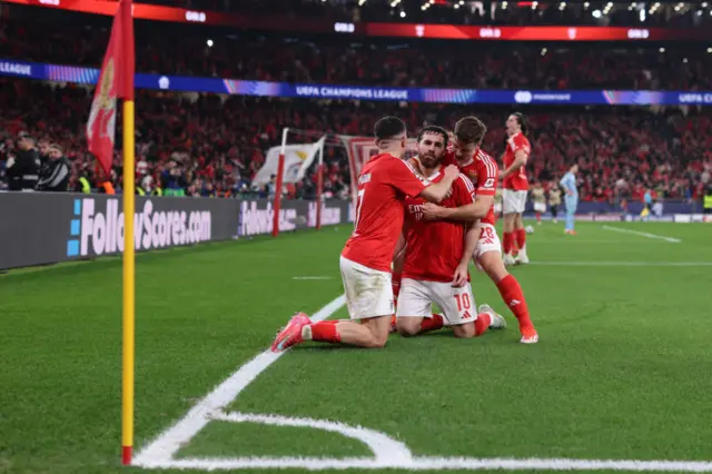 Benfica players celebrate their win