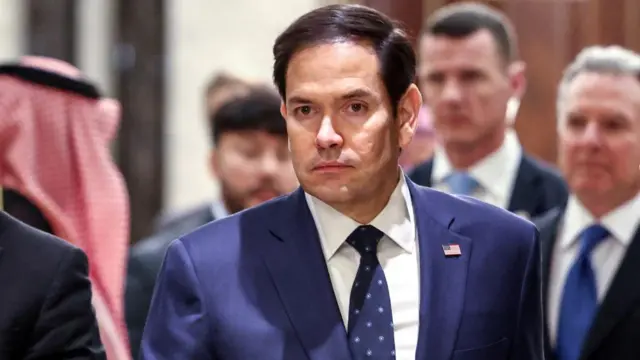 Rubio exits the meeting