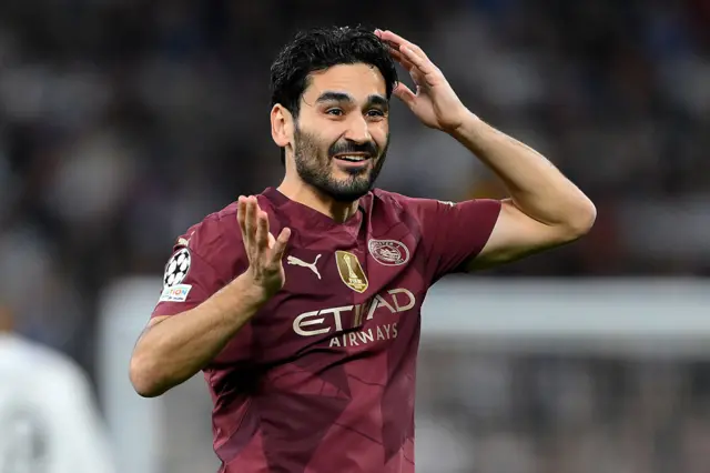 Ilkay Gundogan of Manchester City reacts