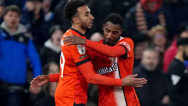 Luton players celebrate