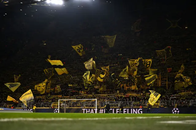 Borussia Dortmund fans show their support with flags