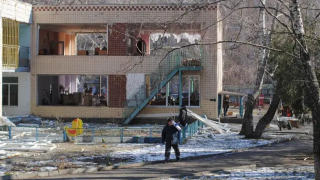 A damaged kindergarten in Odesa