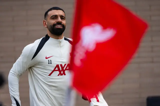 Mohamed Salah of Liverpool during a training session.