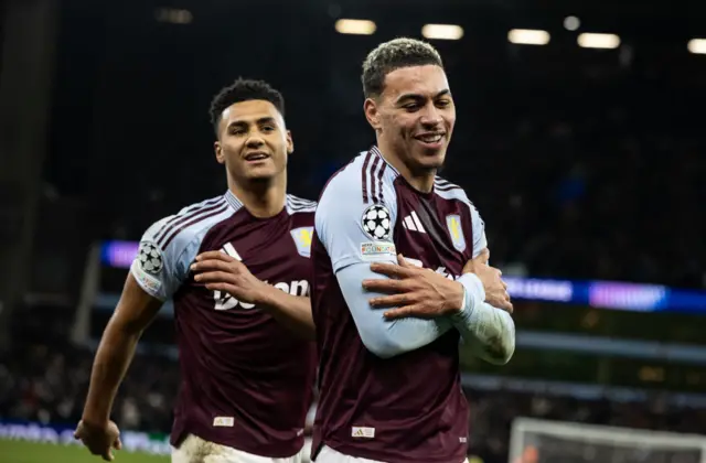 Aston Villa's Morgan Rogers and Ollie Watkins