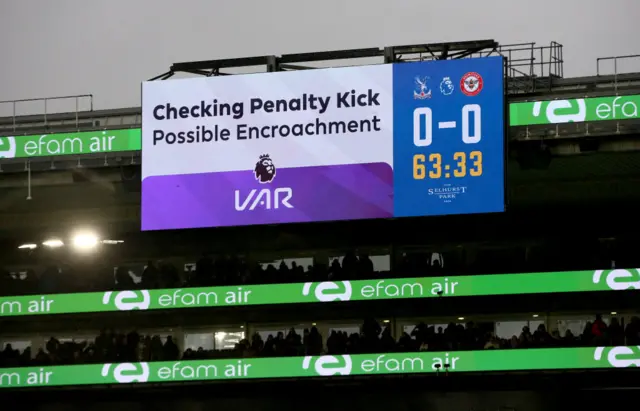 A monitor showing a VAR check for possible encroachment