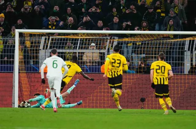 Rui Silva of Sporting CP saves during the Champions League knock out match.