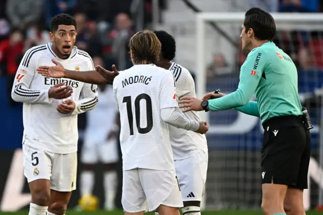 Jude Bellingham looked shocked after being sent off against Osasuna