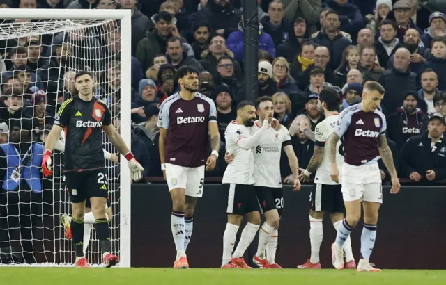 Liverpool celebrate against Aston Villa