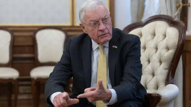 US envoy to Russia and Ukraine Keith Kellogg sits in a chair.