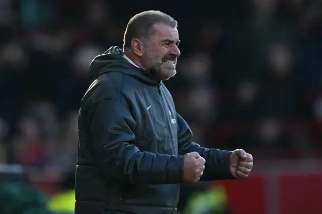 Tottenham Hotspur's Greek-Australian Head Coach Ange Postecoglou gestures