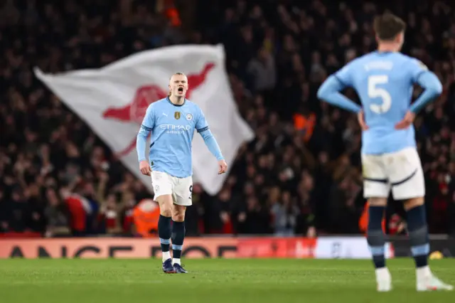 Erling Haaland of Manchester City reacts after conceding