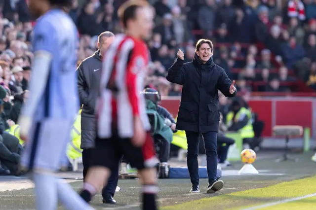 Brentford manager Thomas Frank gestures