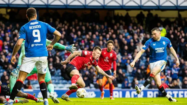 Rangers' John Souttar nets, but the goal is disallowed for offside