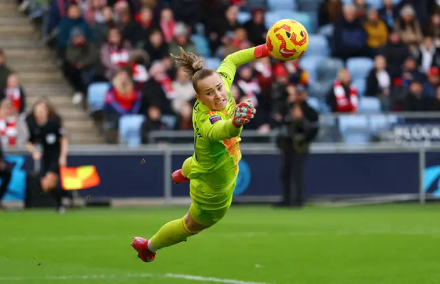 Arsenal's Daphne van Domselaar makes a save