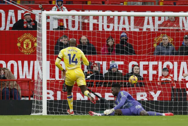 Crystal Palace's Jean-Philippe Mateta scores their second goal.