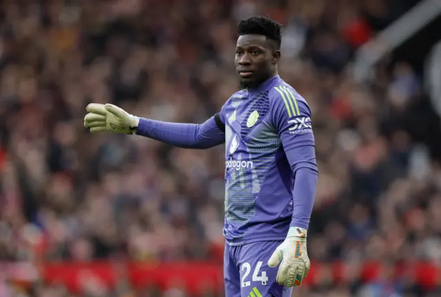 Manchester United's Andre Onana reacts