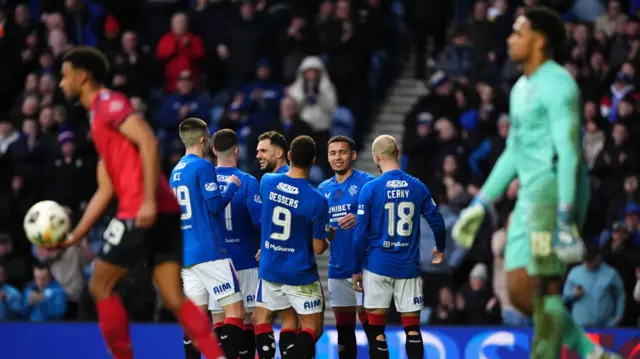Rangers players celebrating